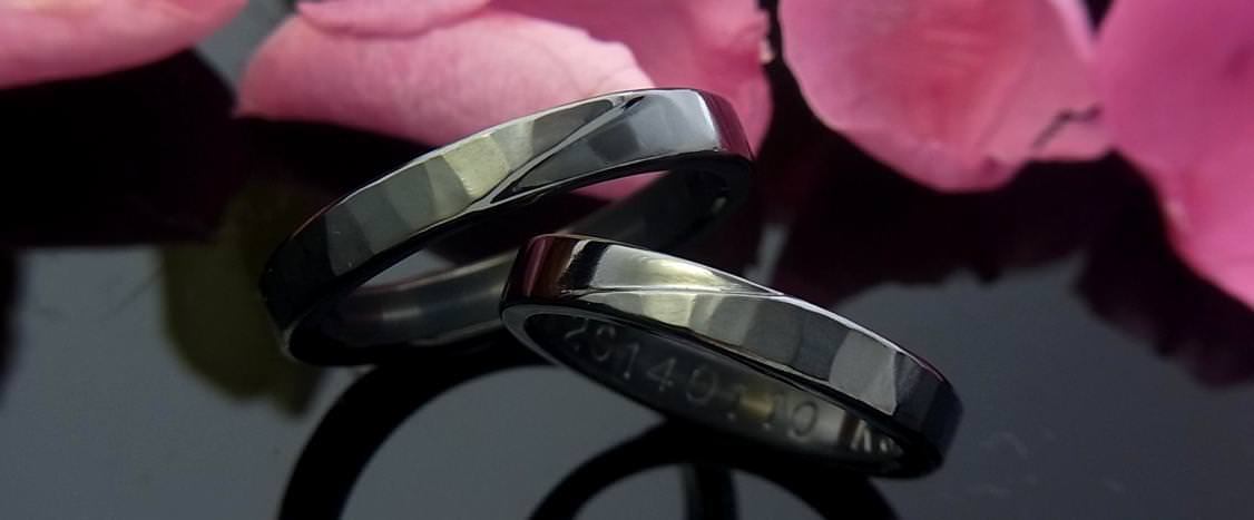結婚指輪・ブラックチタンリングのオーダーメイド ブライダルPD